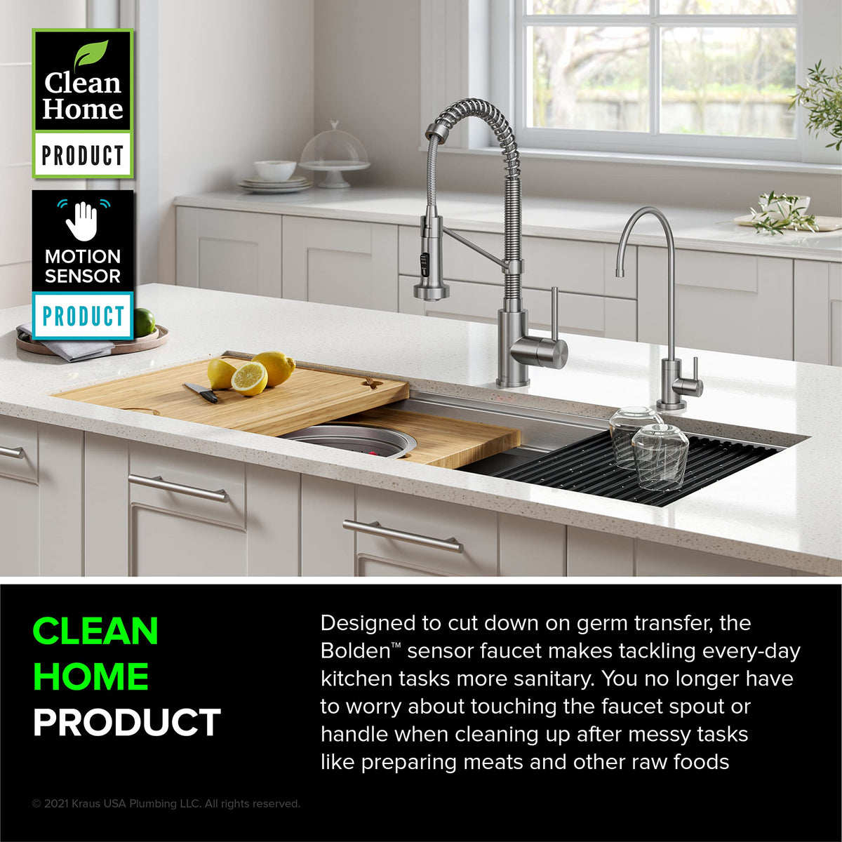 KRAUS Stainless Steel 18 in Touchless Pull Down Kitchen Faucet KSF-1610SFS