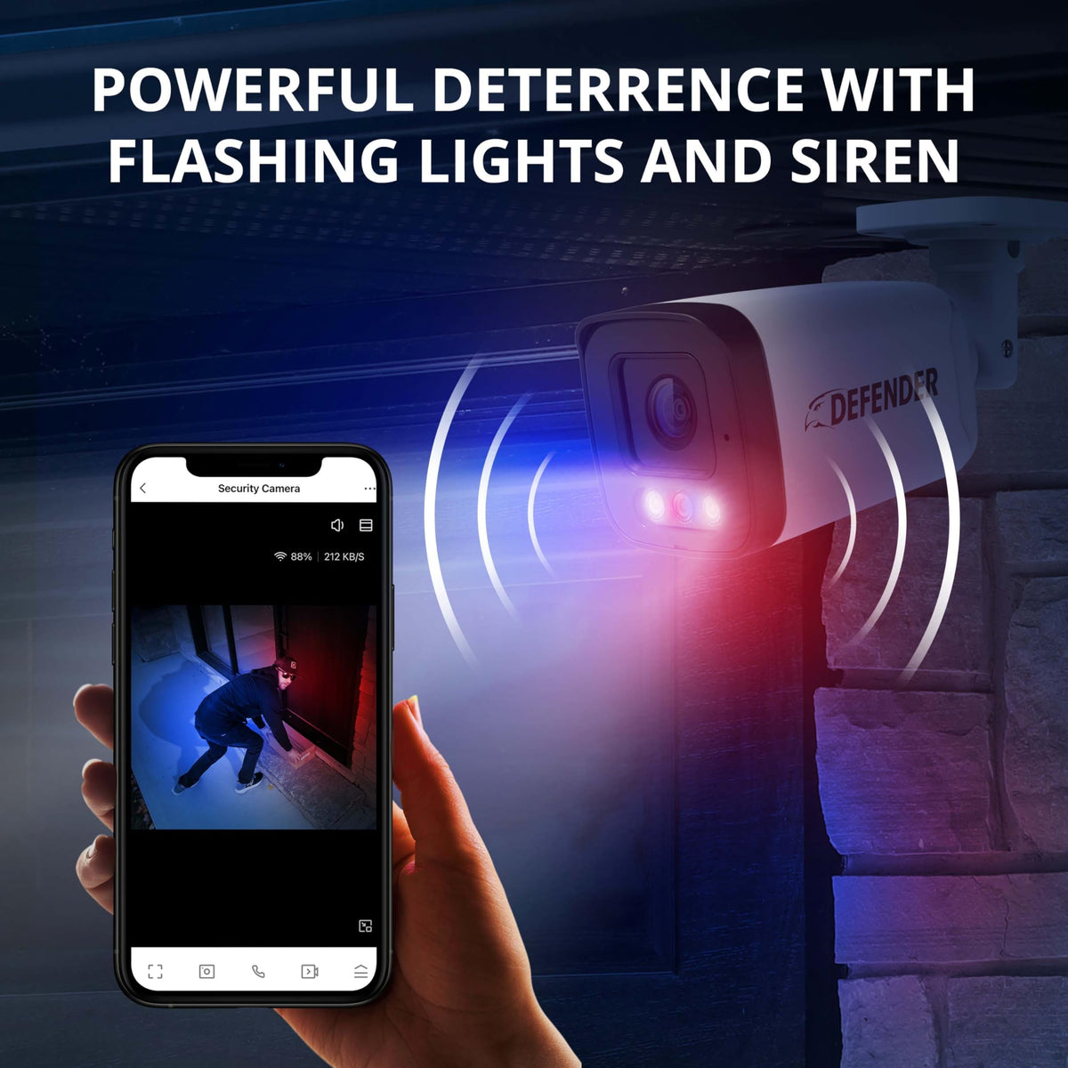 Defender AI Powered Sentinel 4K 16CH PoE Security Camera System, 16pcs NVR Metal Outdoor Surveillance Cameras, 2TB HDD, SMART AI Human Detection, Blue/Red Lights, Works w/Empower App