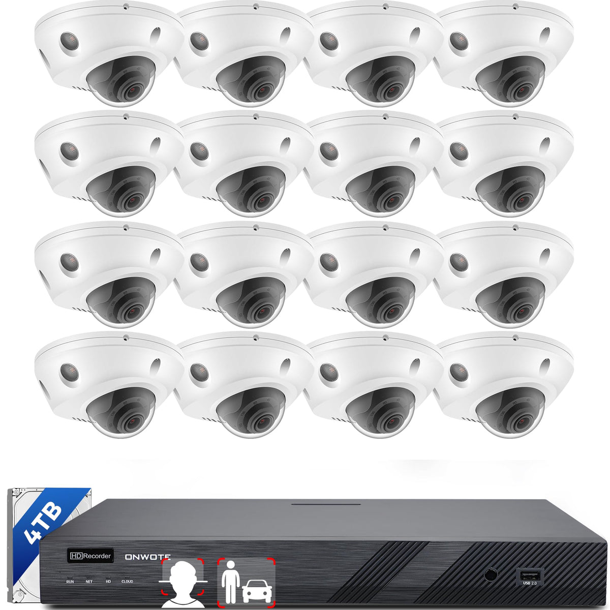 ONWOTE 16 Channel Security System 6K NVR, 16x 4K PoE IP 2 Way Talk Cameras