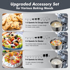 Aucma Stand Mixer,8QT 900W Tilt-Head Food Mixer, Kitchen Electric Mixer with Dough Hook, Wire Whip & Beater (Gray, 8QT)