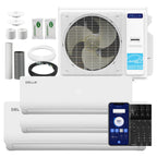 DELLA 35K BTU 3 Zone Mini Split AC (9K+2x18K), 19 SEER2, 16ft Kits