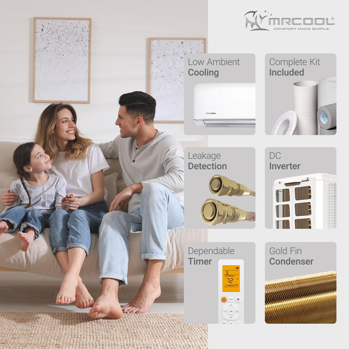 MRCOOL 18000 BTU 230V Ductless Inverter Mini Split Air Conditioner & Heat Pump System, Advantage Series - Wall-Mounted AC Unit w/Heating and Cooling for Home, Office & Commercial Space