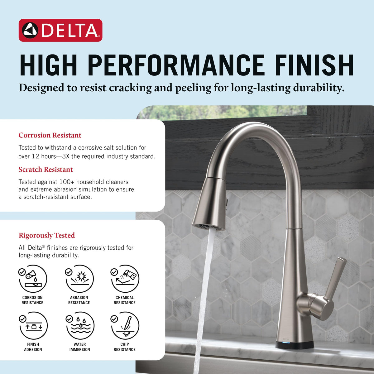 Delta Lenta Brushed Nickel Touch Kitchen Faucet with Pull Down Sprayer, Modern Single Hole Touch On Kitchen Sink Faucet, Single Handle, SpotShield Stainless 19802TZ-SP-DST
