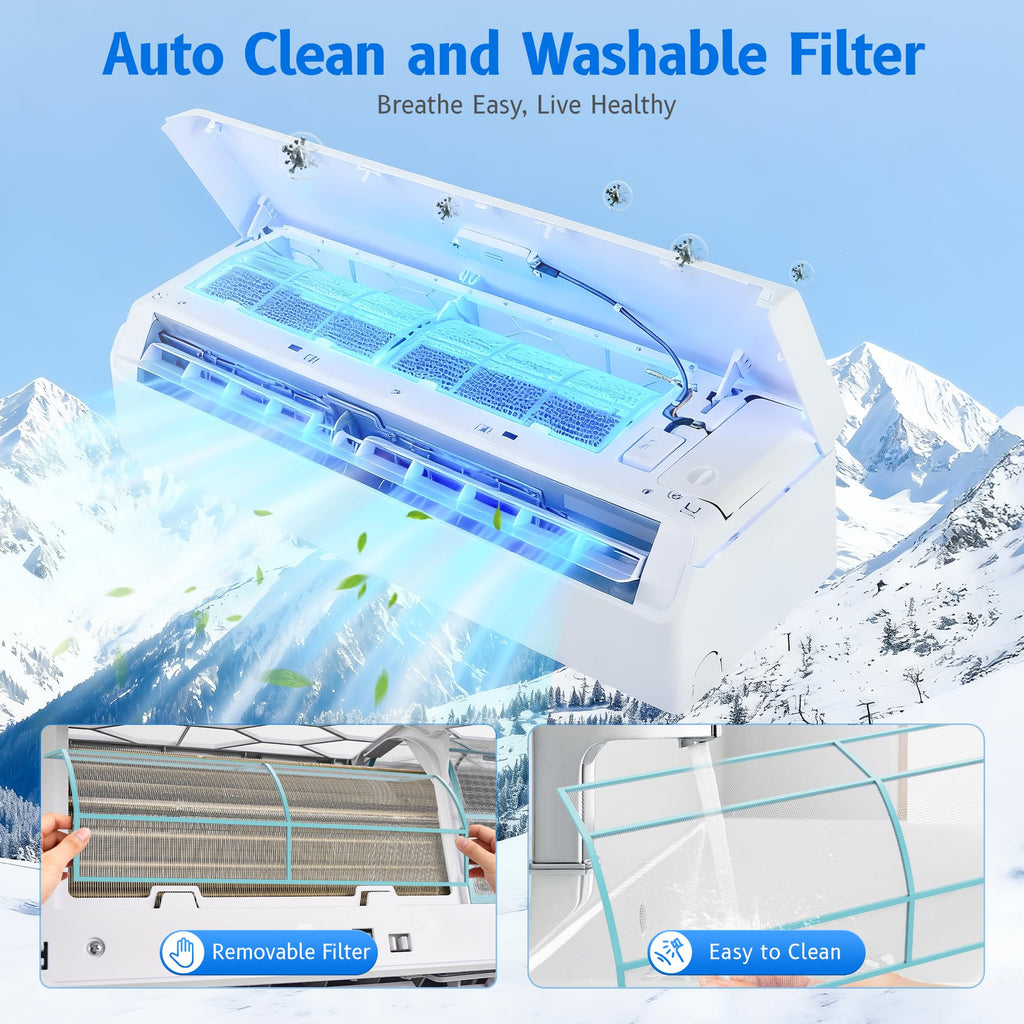 Domanki 12000BTU Mini Split AC/Heating System,Wall Mounted Air Conditioner