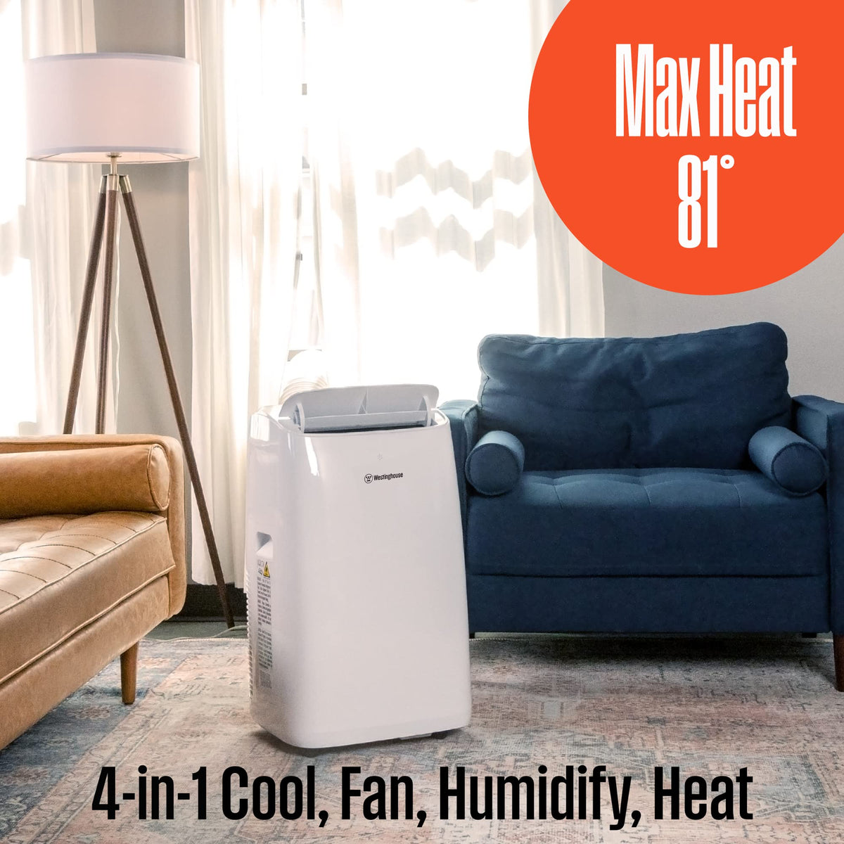 Westinghouse 14,000 BTU Air Conditioner with Heat Mode, Cools 700 sq. ft., WiFi Enabled, Remote Controlled, Dehumidifier, 3-Speed Fan, Programmable Timer, Window Kit