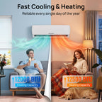 Mountman 12000BTU Mini Split AC/Heating System with WIFI & Alexa,115V 19 SEER2 Wall-Mounted Ductless AC Units up to 750 Sq.Ft,Energy Efficient Inverter Air Conditioner with Heat Pump,Installation Kit