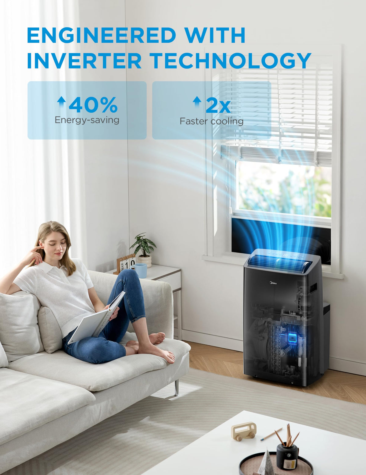 Midea Duo 14,000 BTU Portable Air Conditioner with Heat, Inverter Quiet