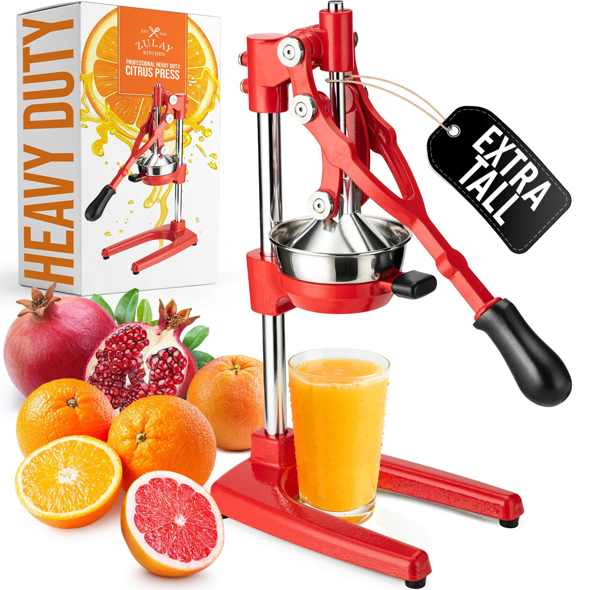 Zulay Kitchen Cast Iron Juicer, Orange Manual Juicer Press, 9-in-1, Blue
