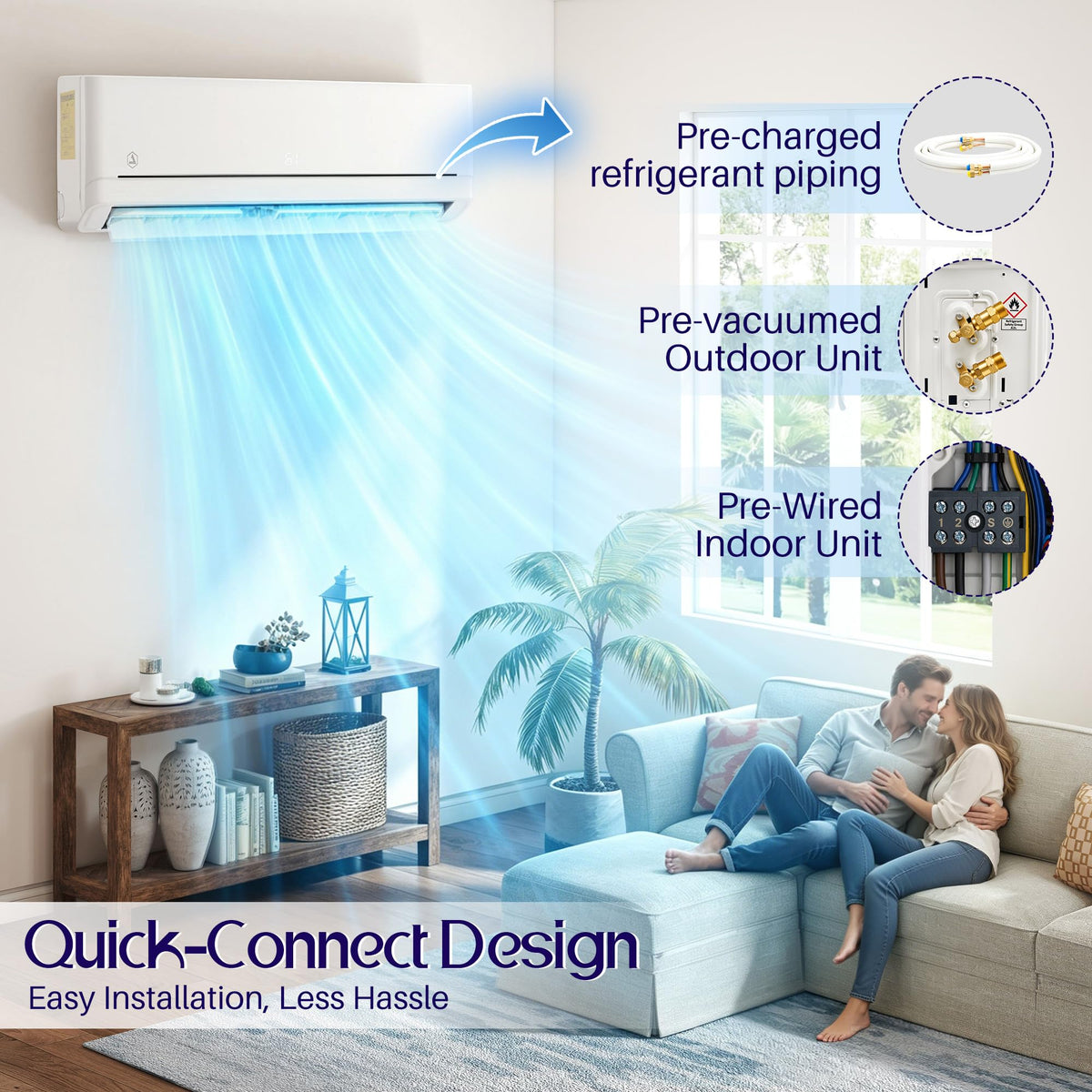 Easy DIY 12,000 BTU Mini Split AC & Heat Pump, 115V, 18 SEER2