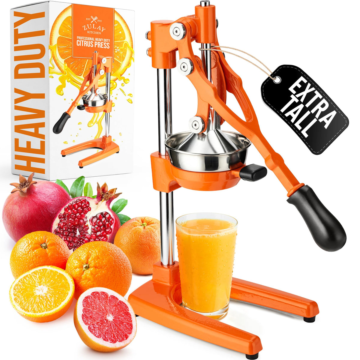Zulay Kitchen Cast Iron Juicer, Orange Manual Juicer Press, 9-in-1, Blue