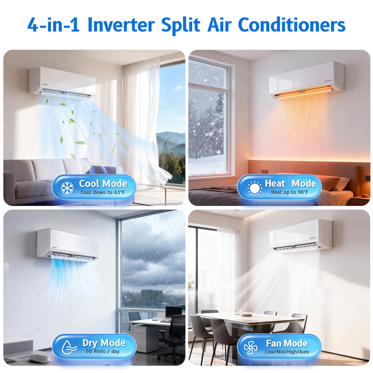 Domanki 12000BTU Mini Split AC/Heating System,Wall Mounted Air Conditioner