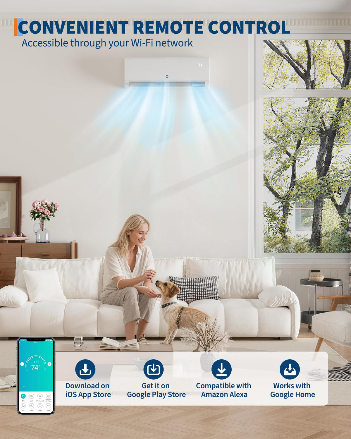 Garvee 11500 BTU Mini Split AC/Heating System, 230V WIFI Enabled Energy Efficient Mini Split Unit,Wall-Mounted Split Air Conditioner,Cools Up to 750 Sq.Ft, Heat Pump & Installation Kits