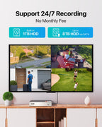 ZOSI 3K Lite 8CH Security Camera System Outdoor with 1TB Hard Drive,AI Human/Vehicle Detection,Night Vision,H.265+ 8 Channel 5MP Lite Video DVR Recorder,8X 1080P HD 1920TVL Weatherproof CCTV Cameras