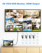 Camcamp Wireless Security Camera System with 10.1" Monitor, Dual Lens PTZ CCTV Camera Security System, 10CH Expandable 4K NVR,Auto Tracking, No Subscription for Outdoor Indoor, 5G & 2.4G WiFi