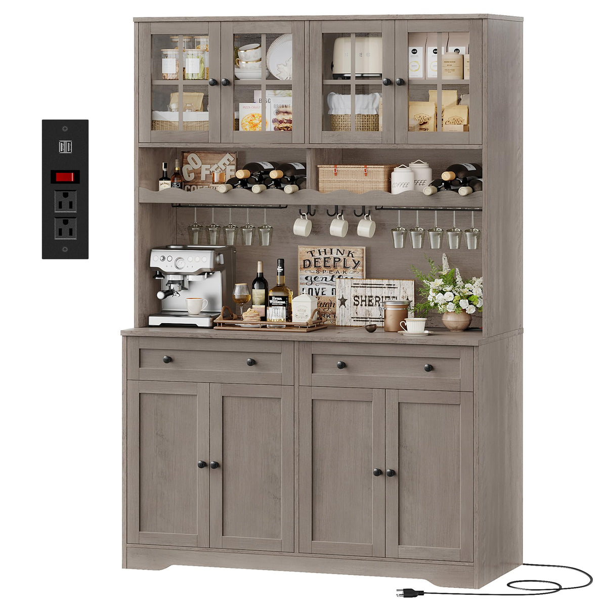 HOSTACK 75"H Kitchen Pantry Storage Cabinet, Kitchen Hutch Cabinet, Green