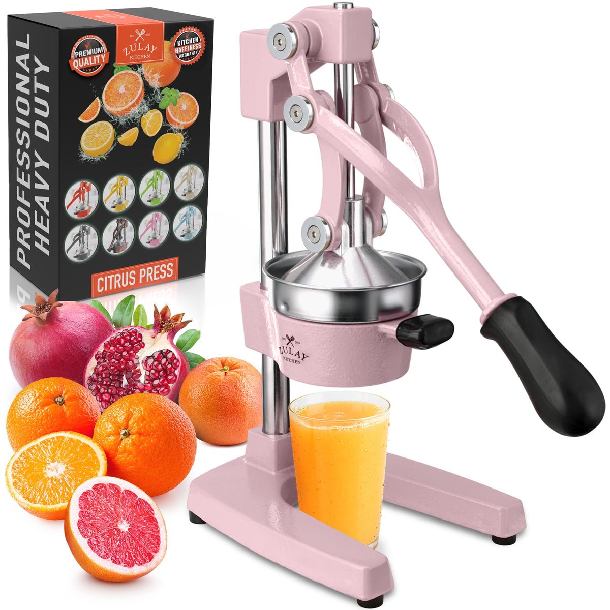 Zulay Kitchen Cast Iron Juicer, Orange Manual Juicer Press, 9-in-1, Blue