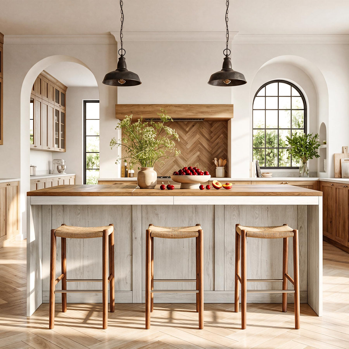 Tribesigns 71 Inch Stationery Kitchen Island with Storage Cabinet