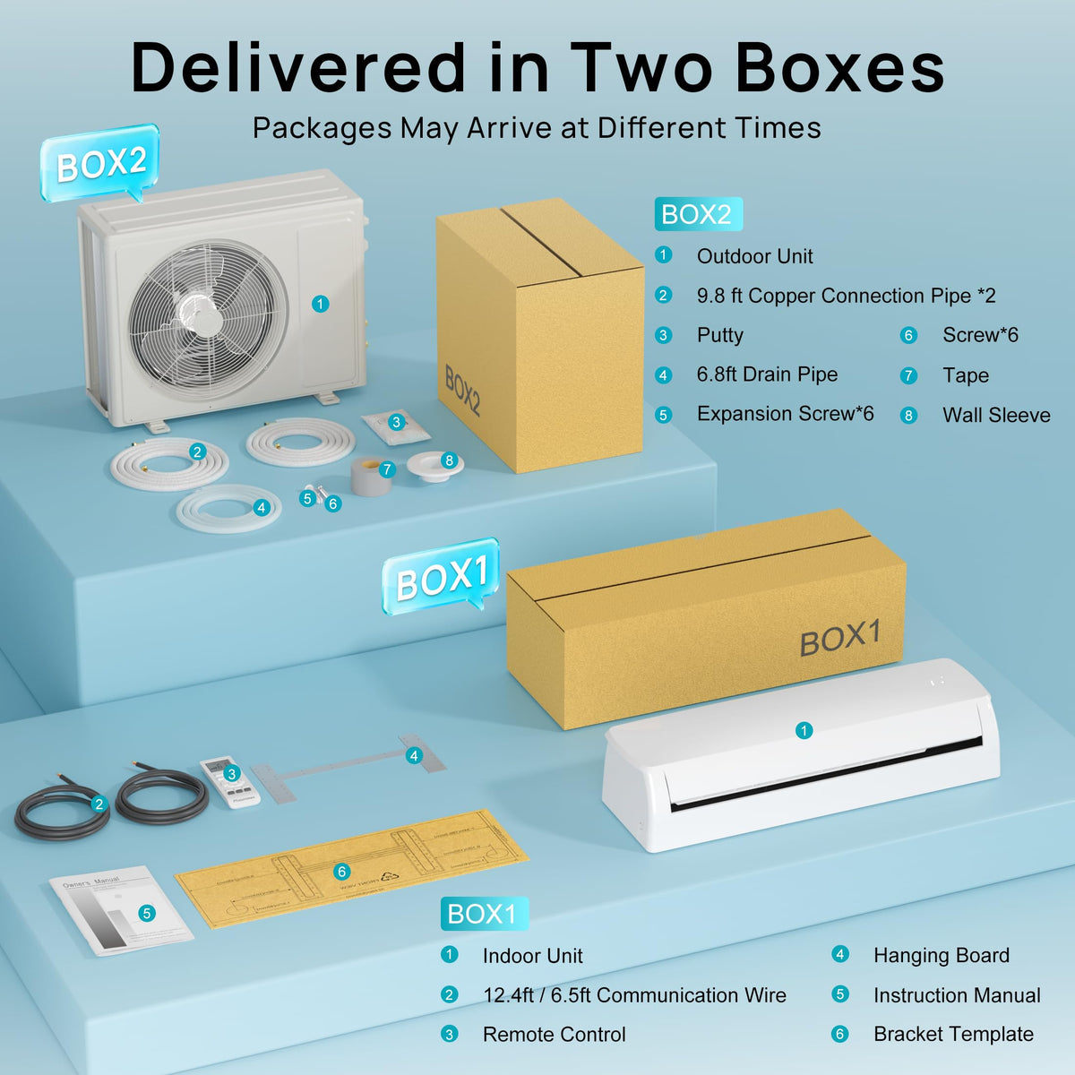 Mountman 12000BTU Mini Split Air Conditioner& Heater,19 SEER2 115V Wall-Mounted Ductless AC,Mini Split AC/Heating System up to 750 Sq.Ft,Energy Efficient Inverter AC with Heat Pump & Installation Kits