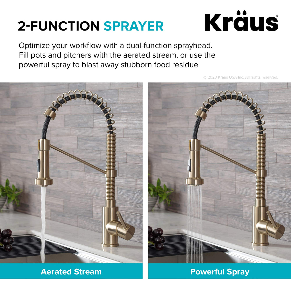 KRAUS Champagne Bronze Pull Down Kitchen Faucet KPF-1610SFACB