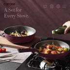 CAROTE 38pcs Pots and Pans Set with Knife, Detachable Handle Cookware