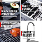 104-Inch 4 Burner 72000 BTU Stainless Steel Outdoor Kitchen Bar, Silver