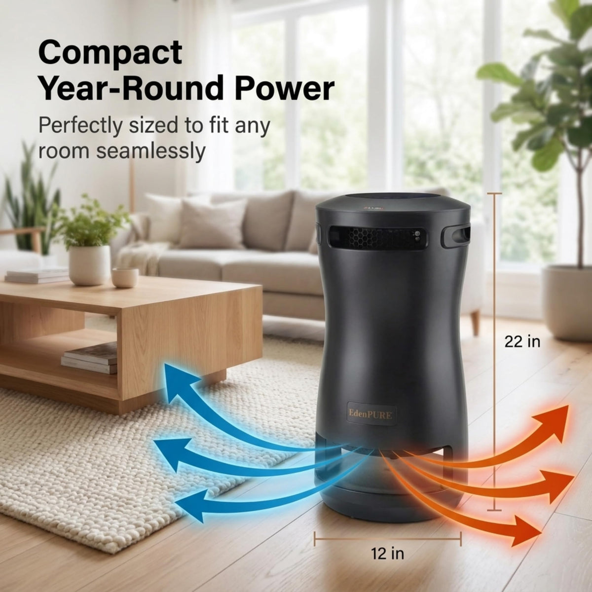 EdenPURE 360 Super Climater – Infrared Heater and Cooling Fan with 360° Airflow – Energy Efficient, Portable, Remote Controlled, and Quiet for All-Season Use in Home, Office, or Living Spaces