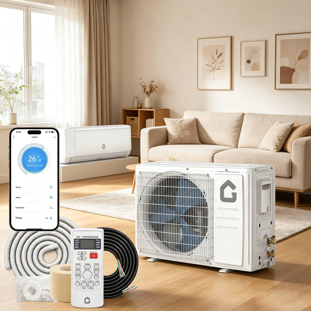 19 SEER2 24,000 BTU Mini Split AC & Heating System – 230V Inverter, Covers Up to 1,500 sq. ft., WiFi & Remote Control, Low Noise, Energy-Efficient Ductless Air Conditioner for Home