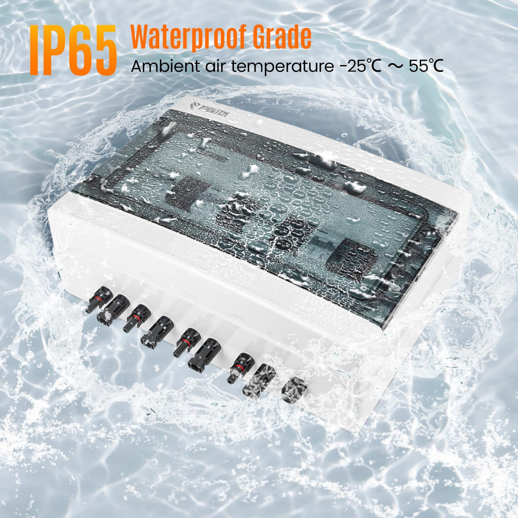 Solar Disconnect Switch with SPD Surge Protector 1000V DC 30A Solar PV Combiner Box Power Distribution Box for Solar Panels 2 in 2 Out (30A, HT18 4string)