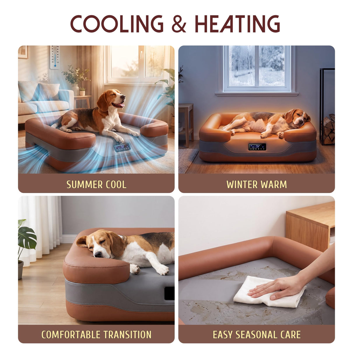 Smart Large Dog Bed, Cooling Heating Pet Sofa, Summer Winter Comfort