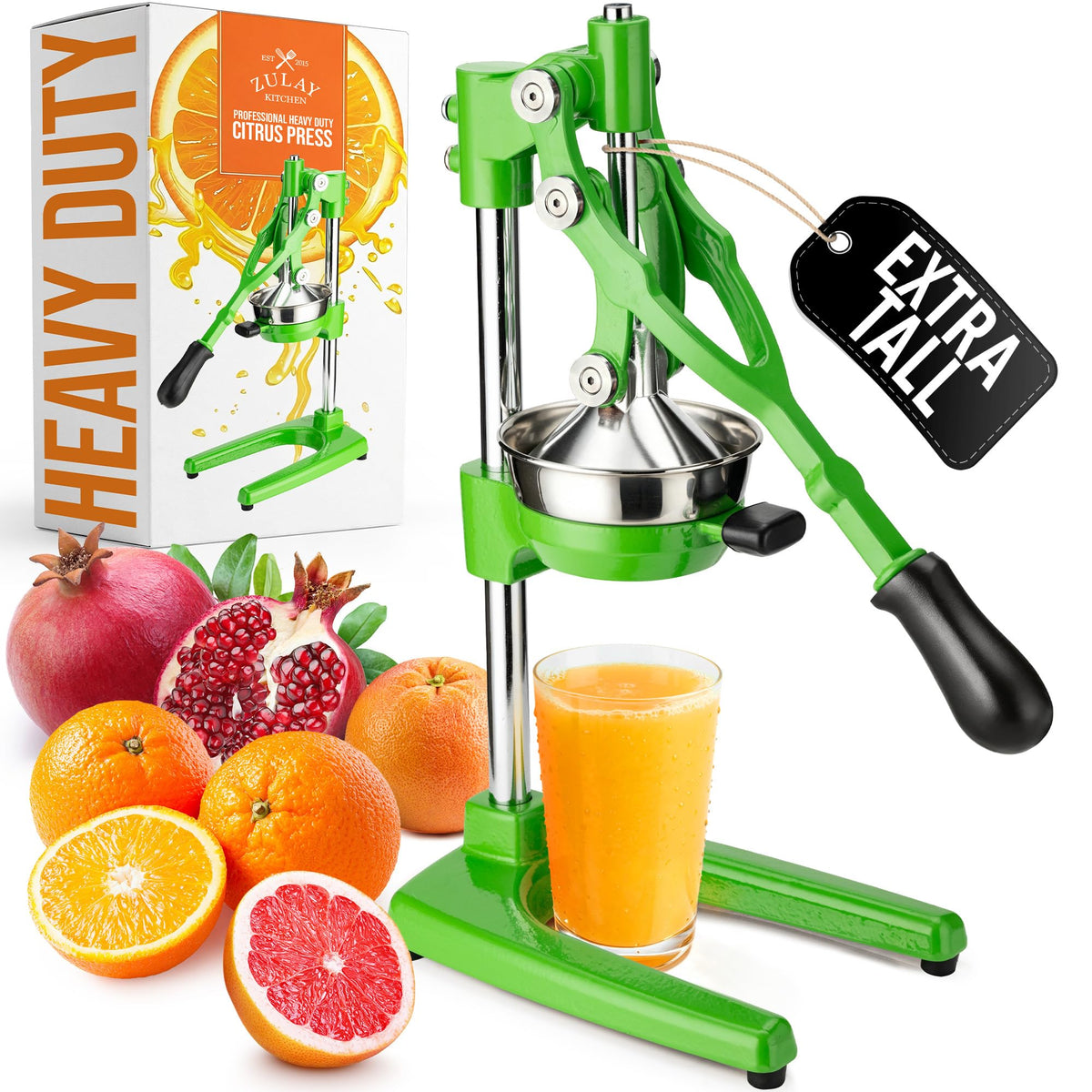 Zulay Kitchen Cast Iron Juicer, Orange Manual Juicer Press, 9-in-1, Blue