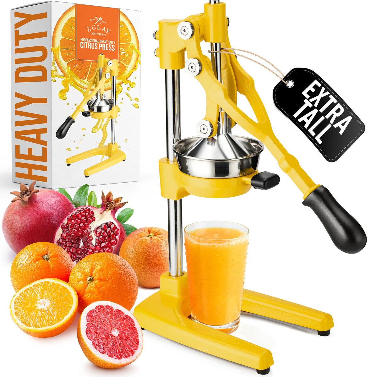 Zulay Kitchen Cast Iron Juicer, Orange Manual Juicer Press, 9-in-1, Blue