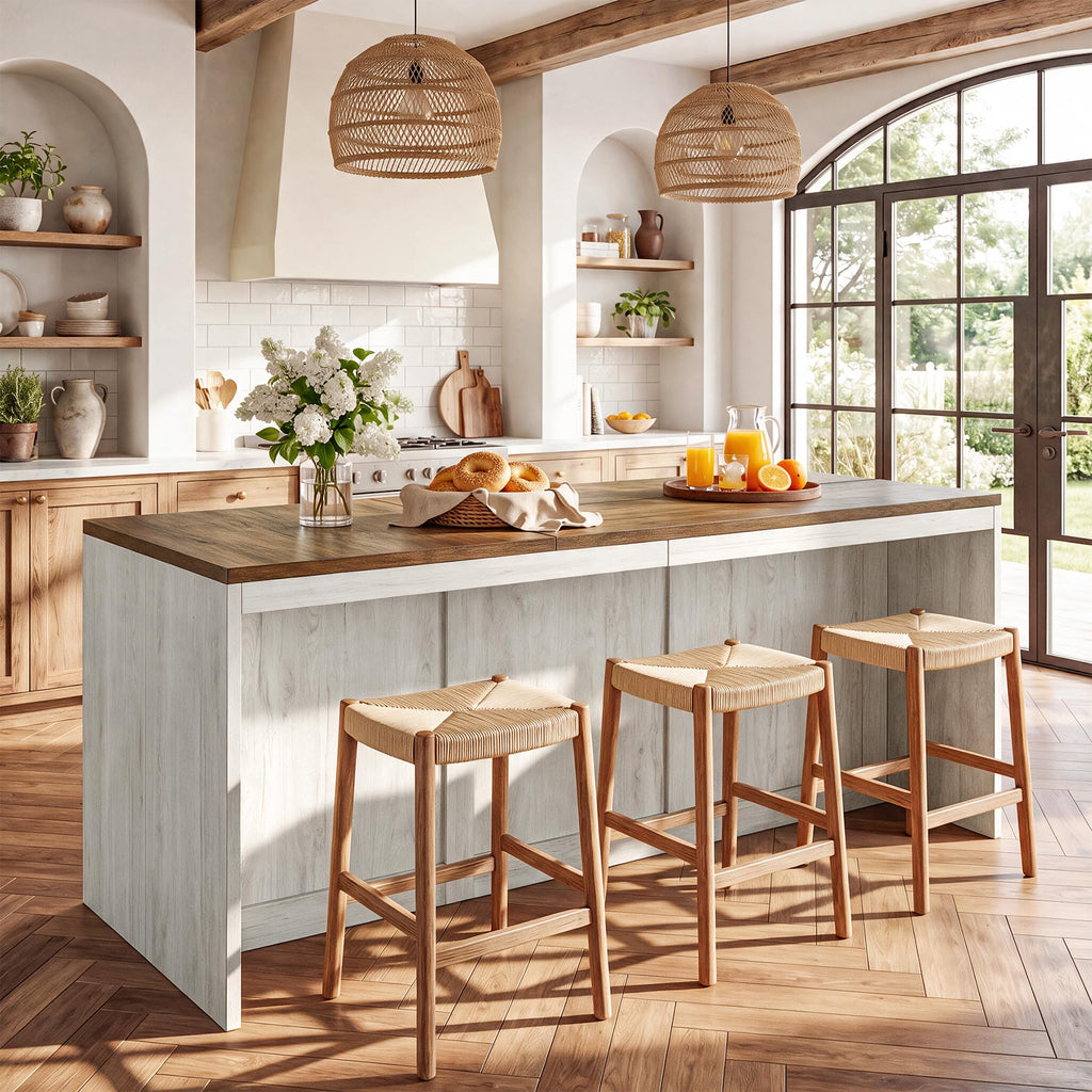 Tribesigns 71 Inch Stationery Kitchen Island with Storage Cabinet