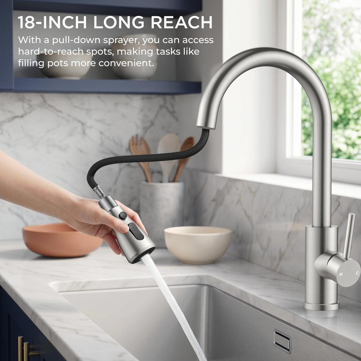 FORIOUS Touch Activated Kitchen Faucets Pull Down Sprayer, Brushed Nickel