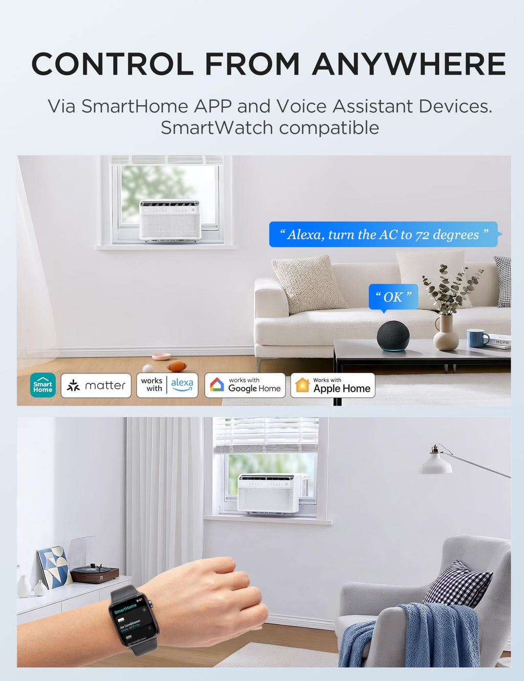 Midea 8,000 BTU U-Shaped Smart Inverter Window AC, Cools 350 Sq Ft, Ultra Quiet, Alexa/Google Compatible, 37% Energy Savings