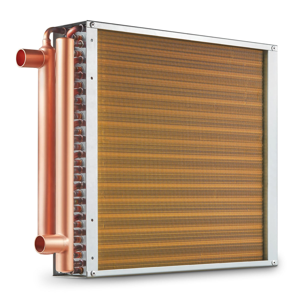 VEVOR Heat Exchanger Water to Air, 18"x 20" with 3-Row 3/8" Copper Ports, 242 Aluminum Fins Heat Exchanger for Outdoor Wood Furnaces, Residential Heating and Cooling, and Forced Air Heating