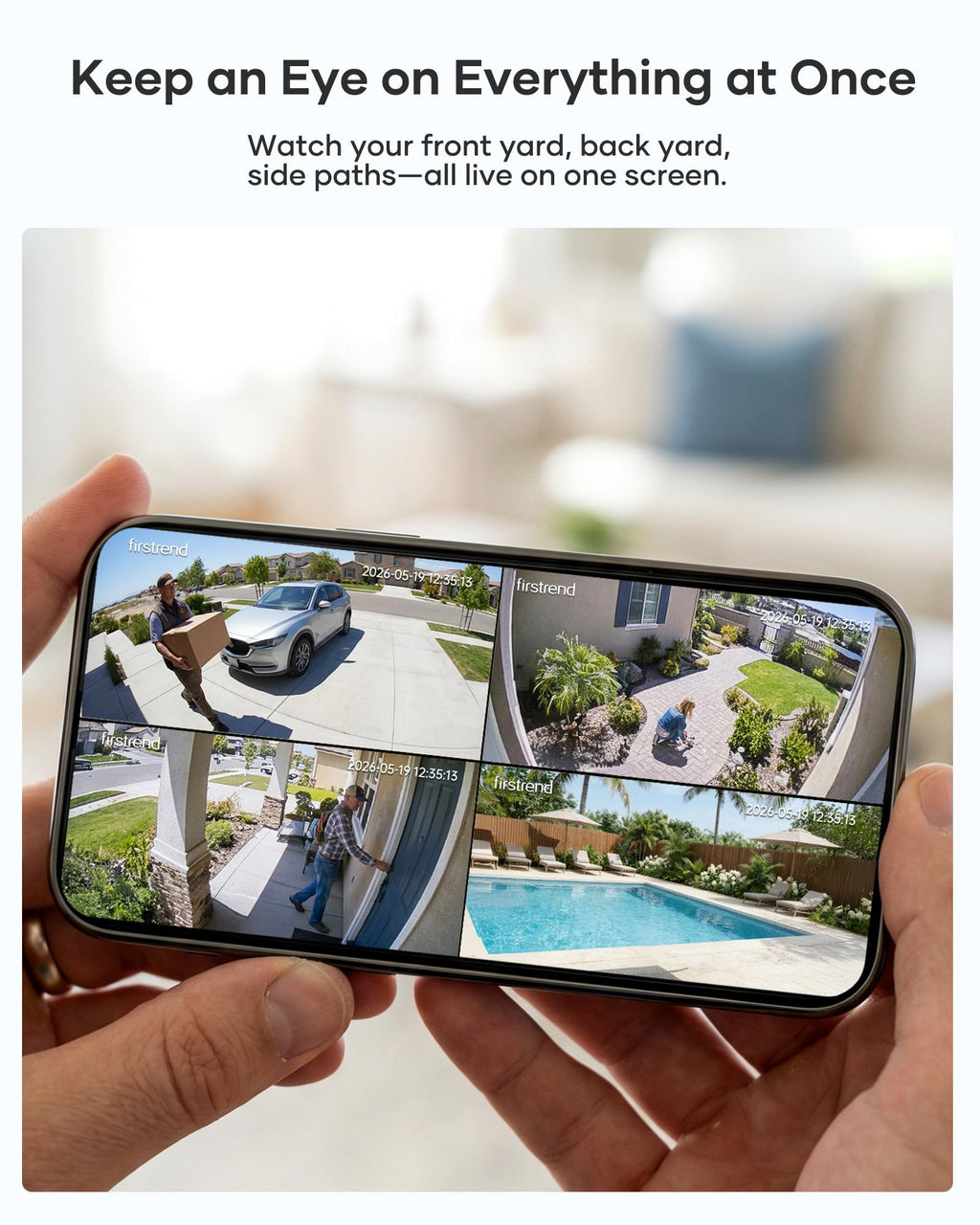 2K QHD Solar Security Cameras Wireless Outdoor, Solar Powered
