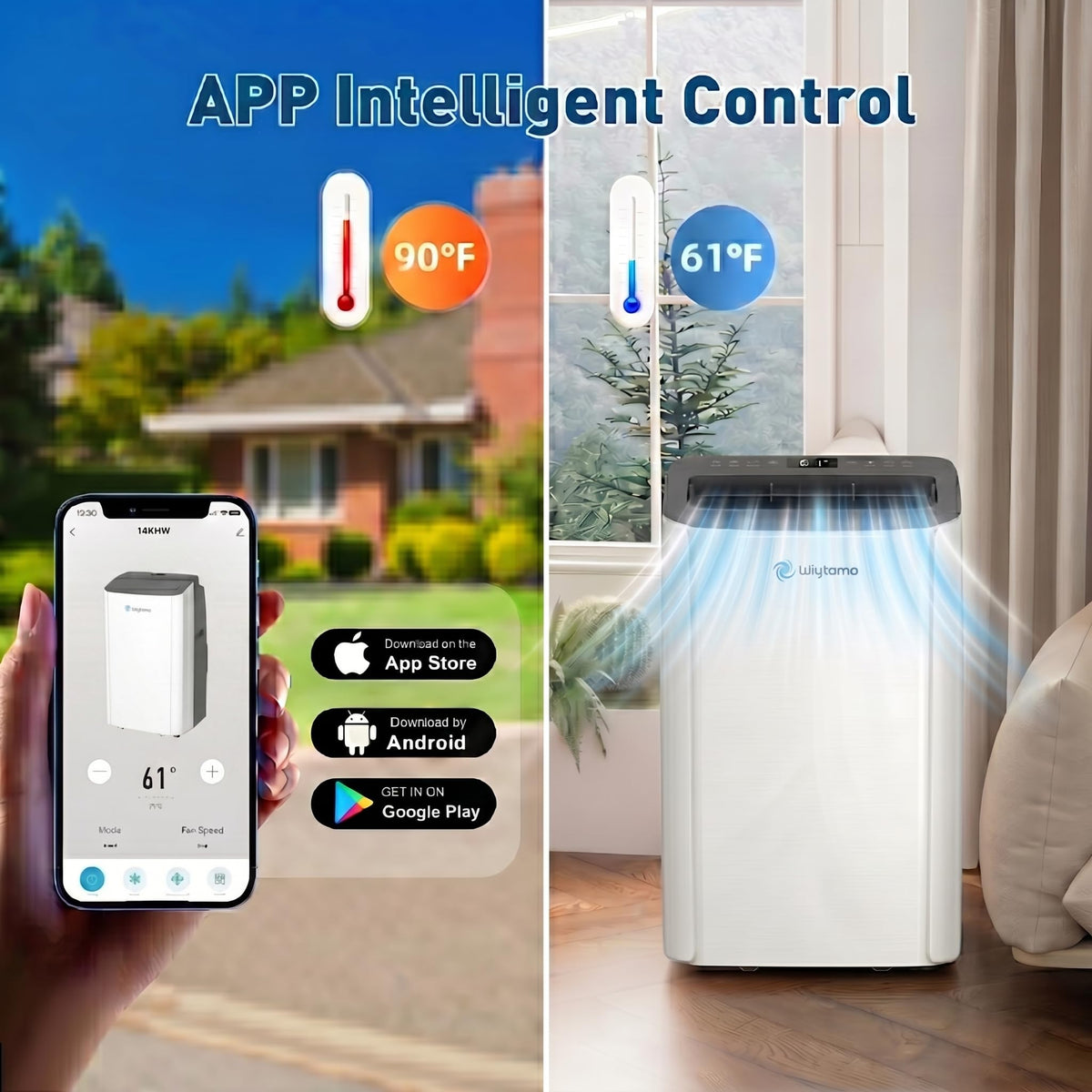 14,000 BTU Portable Air Conditioners with Heat & WiFi