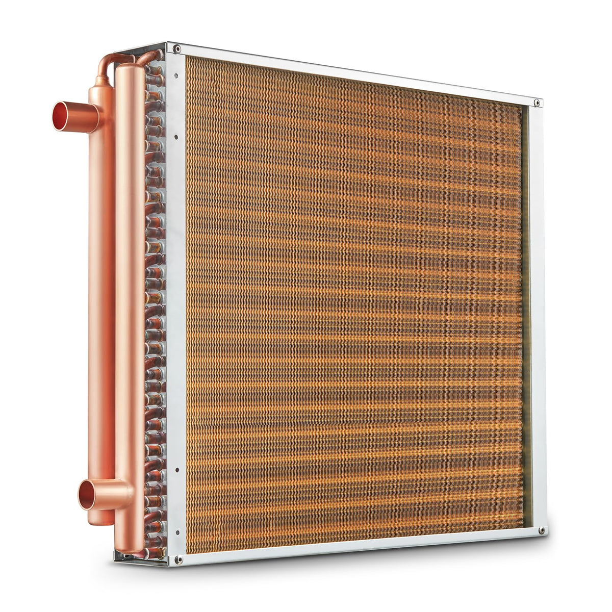 VEVOR Heat Exchanger Water to Air, 18"x 20" with 3-Row 3/8" Copper Ports, 242 Aluminum Fins Heat Exchanger for Outdoor Wood Furnaces, Residential Heating and Cooling, and Forced Air Heating