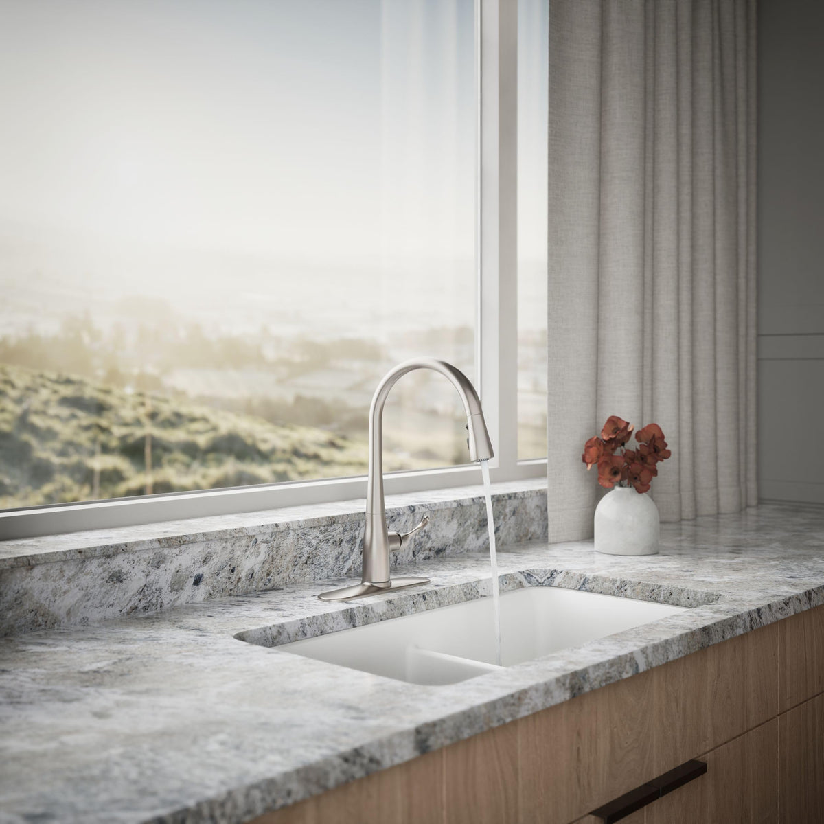 KOHLER Simplice Kitchen Sink Faucet w Pull Down Sprayer, Vibrant Stainless