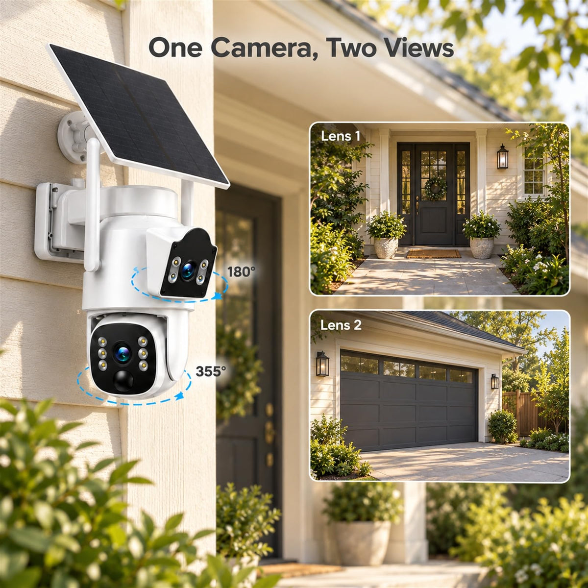 Camcamp Solar Security Cameras Wireless Outdoor, 4-Cam Home System with NVR
