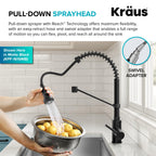 KRAUS Matte Black Black Stainless Pull Down Kitchen Faucet KPF-1610MBSB