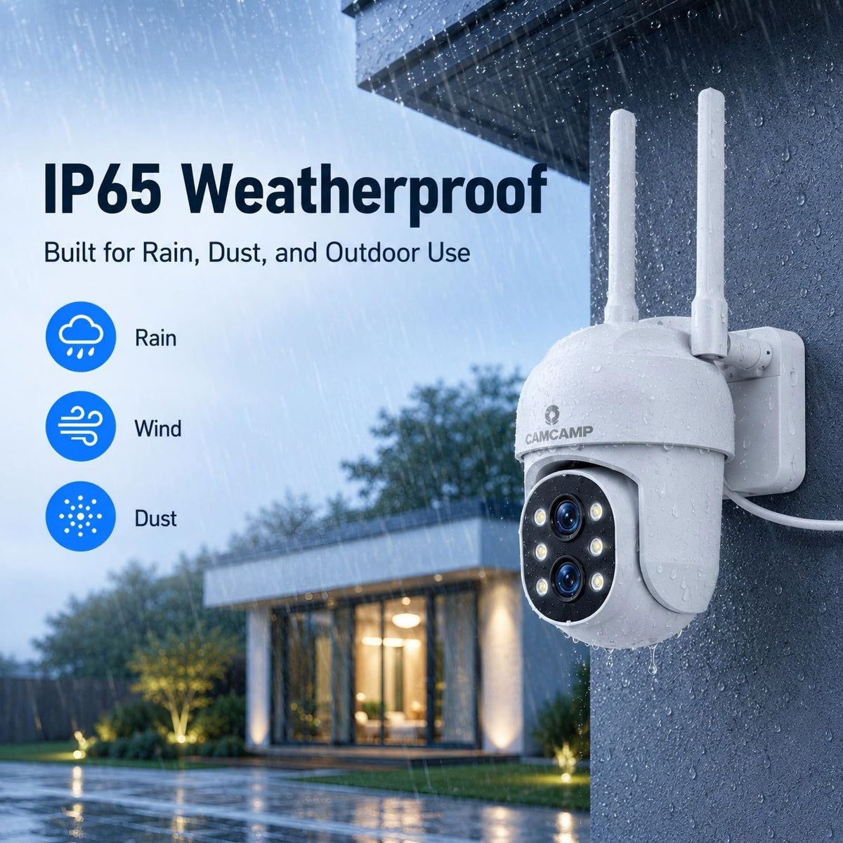 Camcamp Wireless Security Camera System with Monitor, 4 PTZ Outdoor Cameras