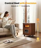 1500W Infrared Space Heater for Indoor Use with Wood Cabinet