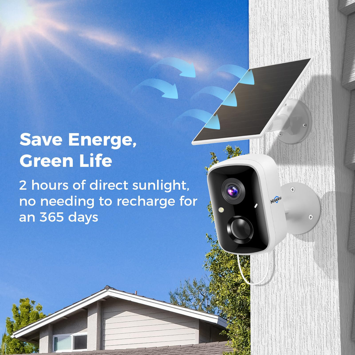 Hiseeu Solar Camera Security Outdoor, 4 Pack 100% Wireless 4MP WiFi Cameras