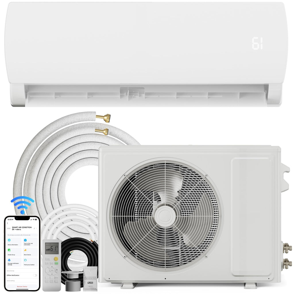 Mountman 12000 BTU Mini Split AC/Heating System with Alexa,19 SEER2 115V Ductless Mini Split Air Conditioner,Energy Efficient Split AC with Pre-Charged Condenser,Installation Kit, Up to 750 Sq.Ft