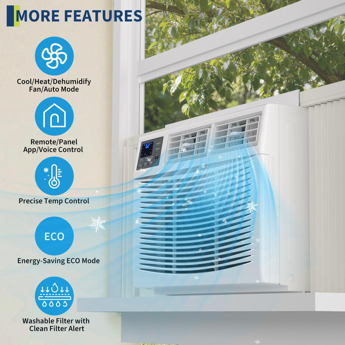 18000 BTU Window Air Conditioner & Heater Combo – APP & Remote Control