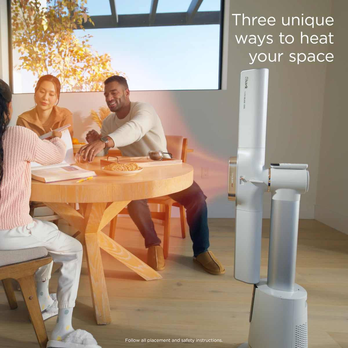 Shark TurboBlade 2-in-1 Bladeless Tower Fan & Space Heater, White (Renewed)