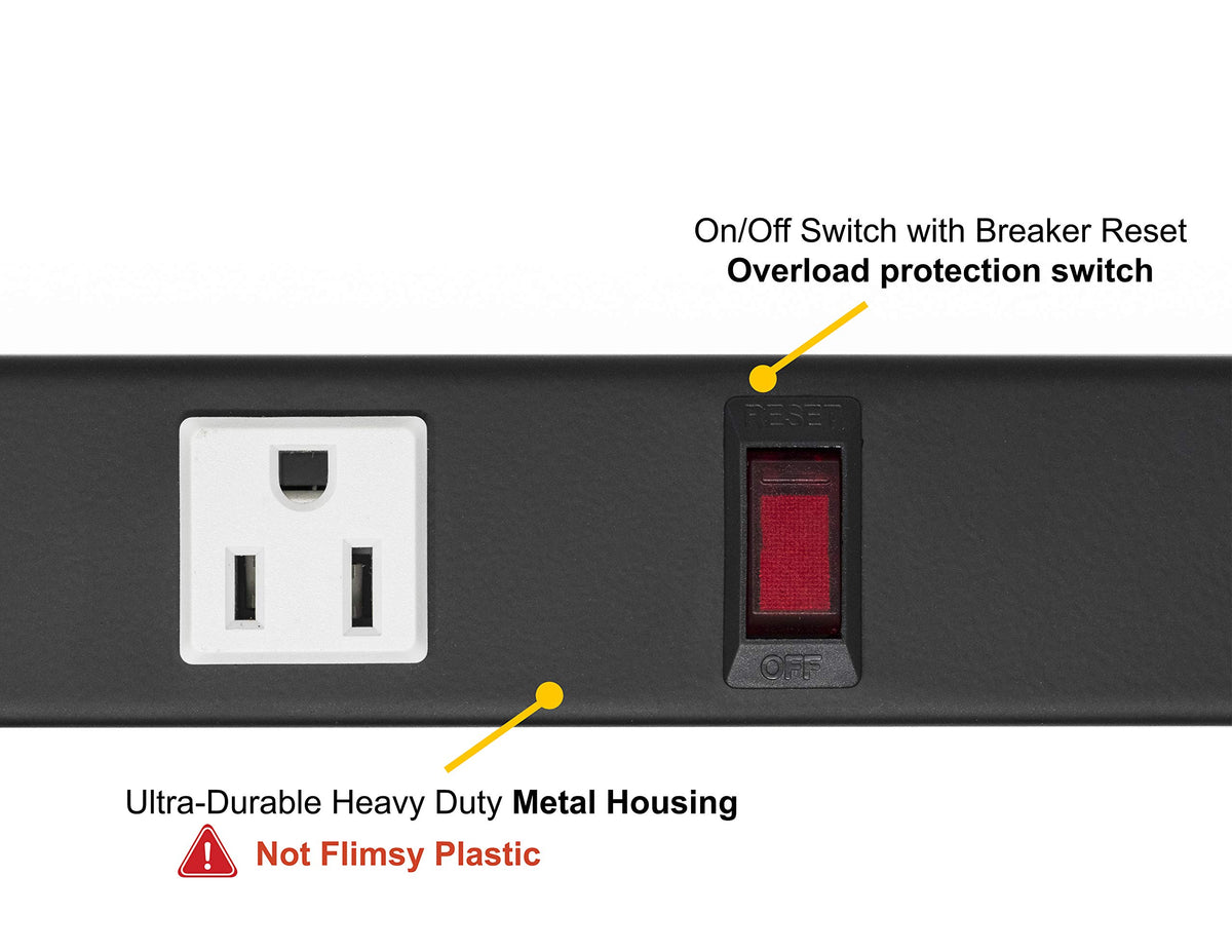 5-Pack OT16063 Heavy Duty Metal Surge Protector Power Strip with Mounting Parts 6 White Outlets 3 Feet Power Cord