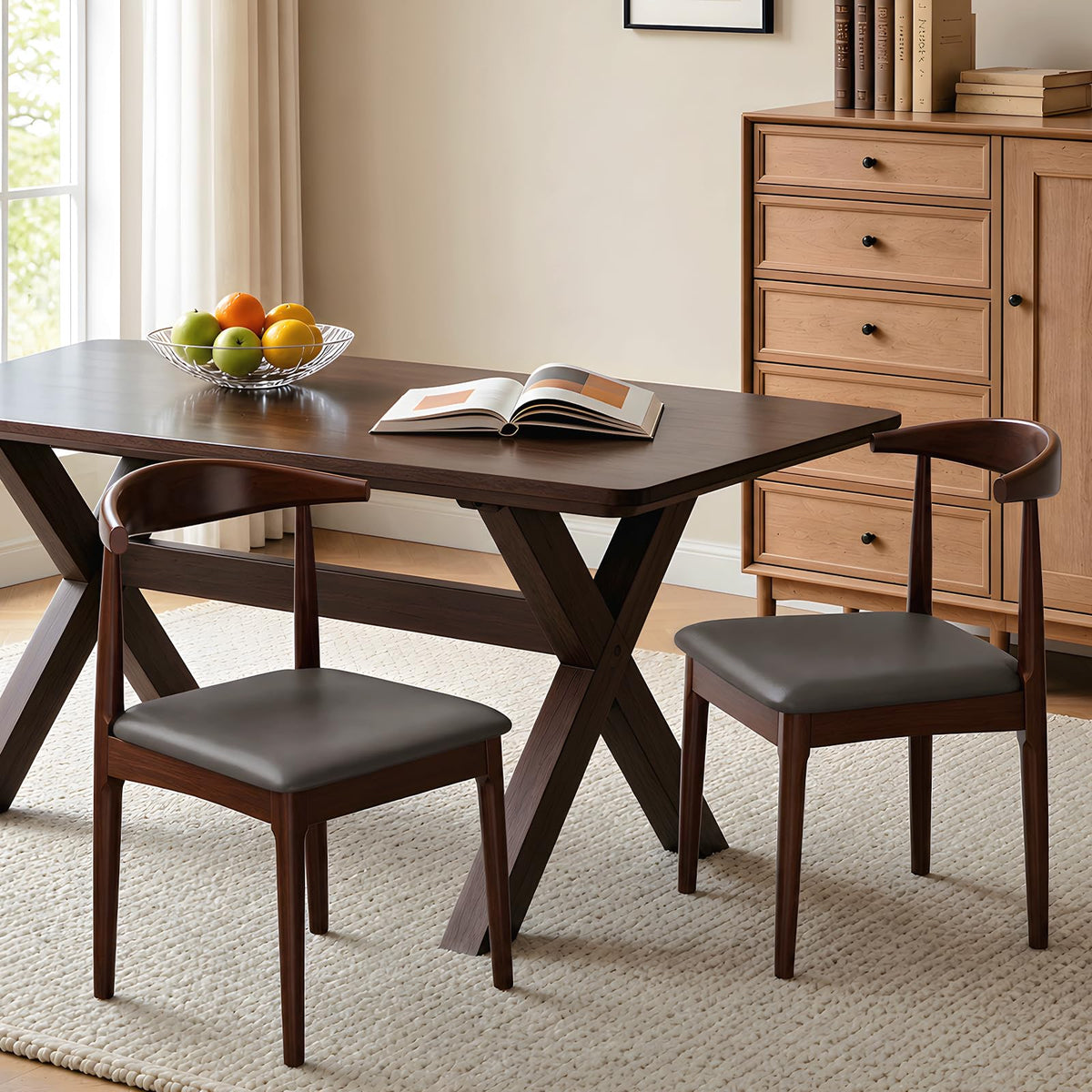 Solid Wood Dining Chairs Set of 4, Mid Century Modern Kitchen Chairs