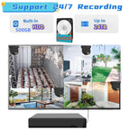 PoE Security Camera System Surveillance NVR Kits, 4pcs Cameras with Person/Pet/Vehicle Detection for 24-7 Recording（500GB HDD Inside）